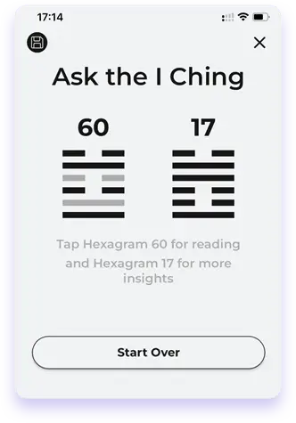 view of the hexagrams generated in the aiching app coin toss method screen